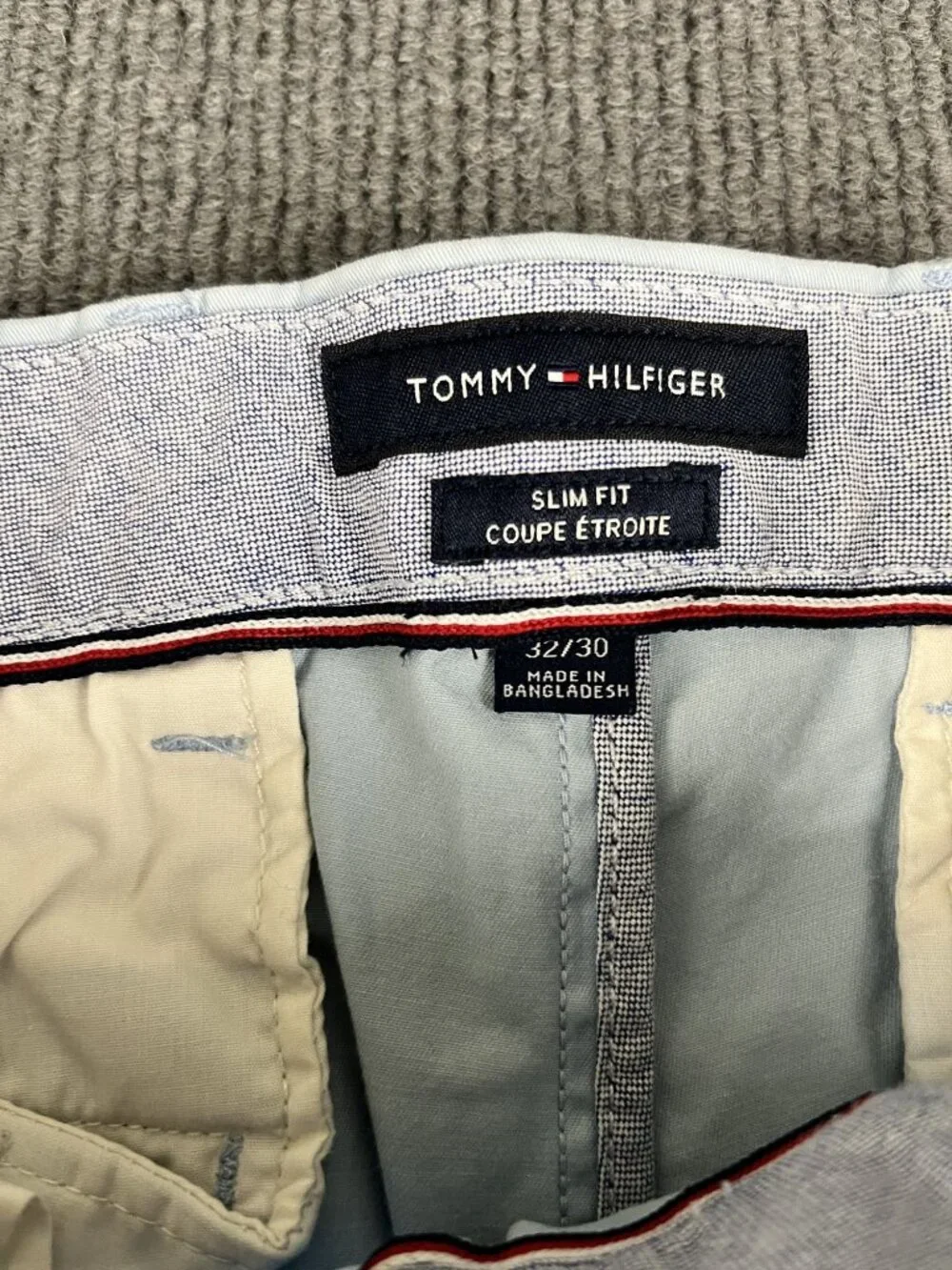 Tommy Hilfiger Mens Light Blue Chino Slim Fit Pants 32x30
